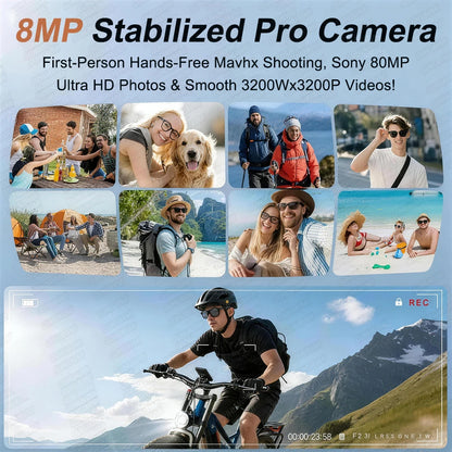2026 New 32G Memory 800W 4K Camera Smart Glasses Men Photos&Videos 3600Mah Power Bank 120+Languages Translation AI Glasses Women