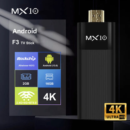 Ultra HD 4K Android TV Stick -F3 Stick Mini Home TV Stick H313 Quad Core Support 2.4/5G Dual Wifi 2GB RAM 16GB ROM