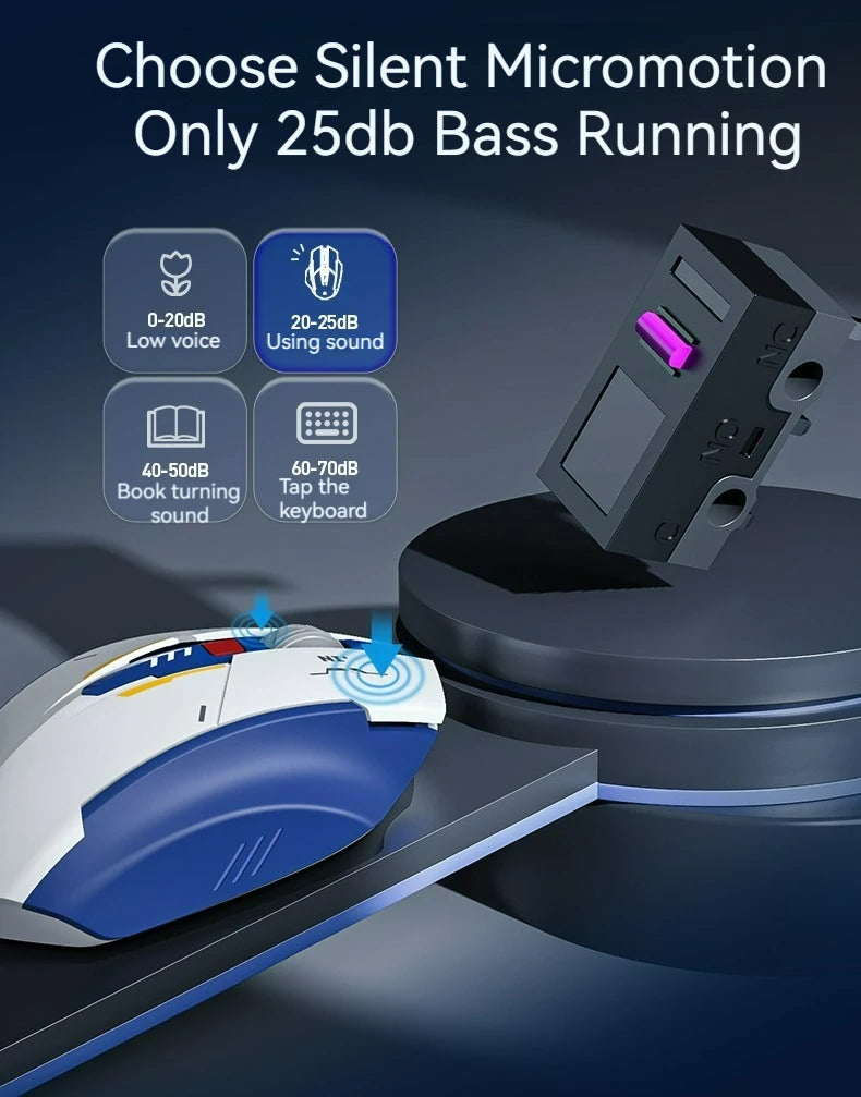 Inphic F9 Mecha Edition Wireless Mouse Silent Rechargeable Mouse Type-C LED Light Mouse for Computer Laptop Office Gaming