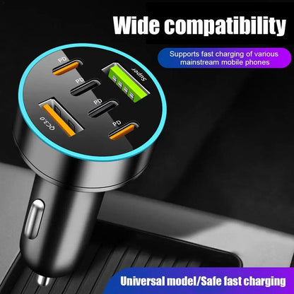 New Digital Display Car with 4Usb Car Charger 66W Fast Charging Car Mobile Phone Adapter PD Mobile Phone Charging Head