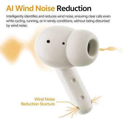 Buds TWS Bluetooth 5.3 Wireless Earphones 10Mm Dynamic Driver AI Wind Noise Reduction Earbud 0.68S Low Latency 35H Headphone